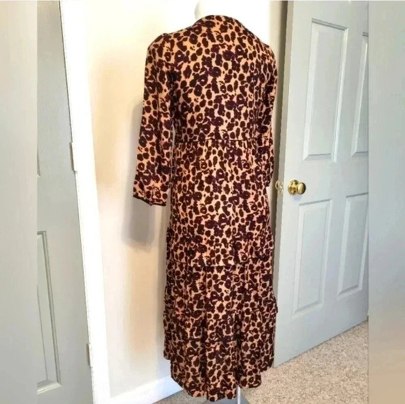 Ba&SH Tracy Animal Leopard Print Ruffle Tiered Midi Dress(XS) - Picture 7 of 12